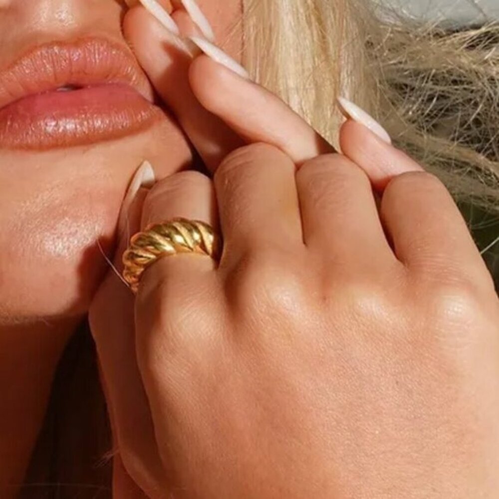 Gold Ring Gold Waterproof Statement Ring 18K PVD Parisian Style Jewelry